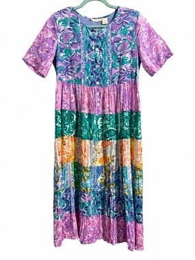 LA Cera Tiered Cotton Voile
Garden Floral Dress, 100% Cotton